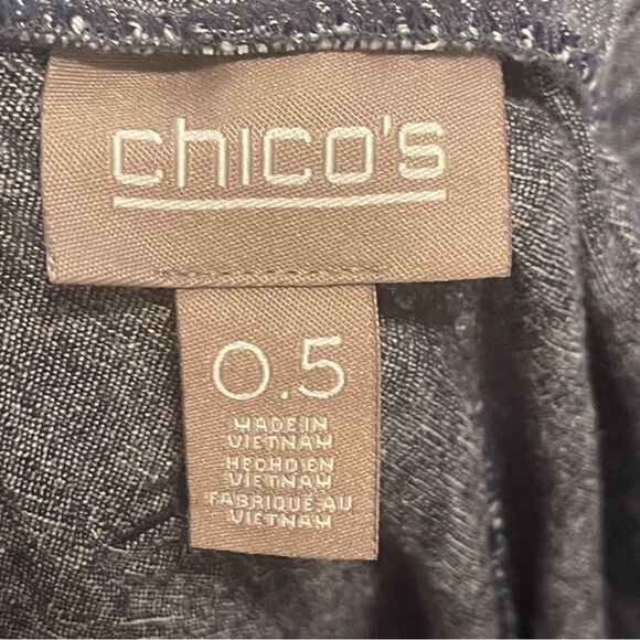 Chicos Linen Blend Pull On Elastic Waist Pants Back Pockets Gray Size .5 Medium - Picture 15 of 15